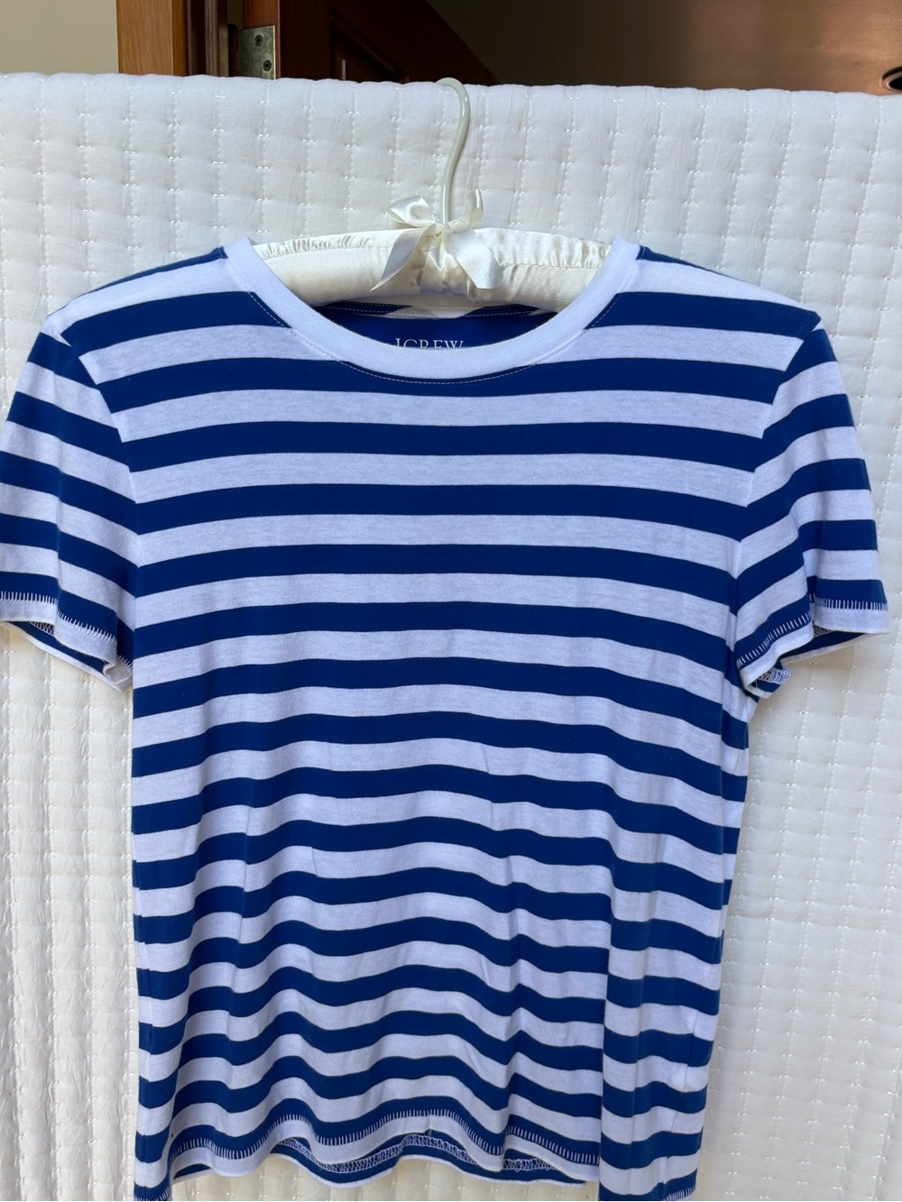 J.Crew Vintage Jersey Blue White Striped Crewneck Tee Size S